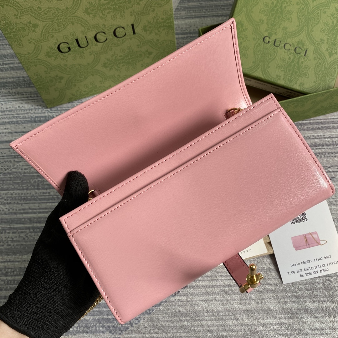 Gucci Jackie 1961 Chain Wallet 652681 Pink